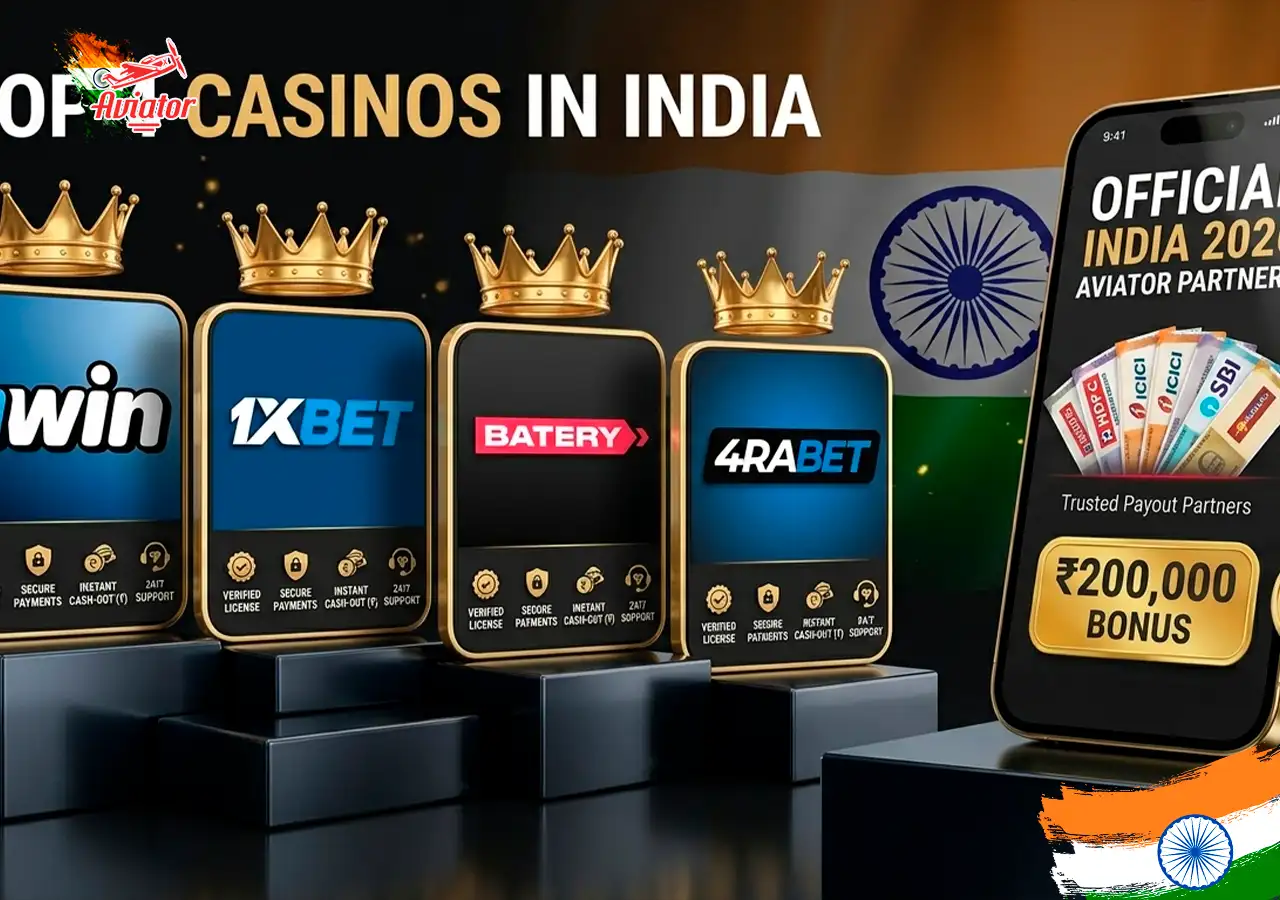 Top 4 online casinos to play Aviator game safely in India.